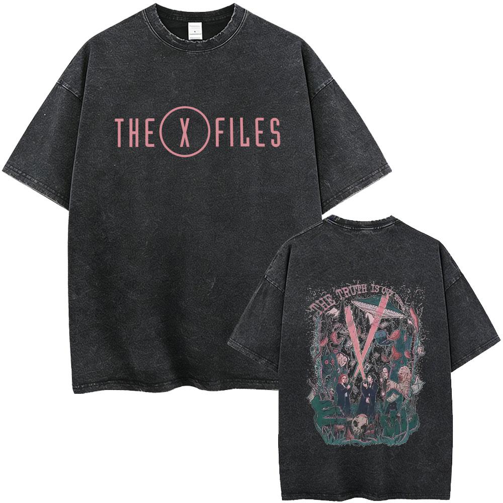 Washed Vintage Movie The X Files All The Taglines The Truth Is Out There Graphic Tshirt Mens Women Casual Cotton Retro T Shirt