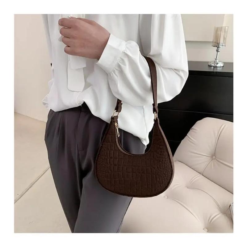 Temperament Handbag Casual Trendy Stone Pattern Shoulder Bag Single Shoulder Design Winter Fashion Women'S Underarm Bag