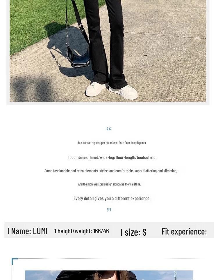 Women's High-Waisted Black Micro-Flared Jeans, 2025 Spring & Autumn Slim-Fit Petite Horseshoe Pants