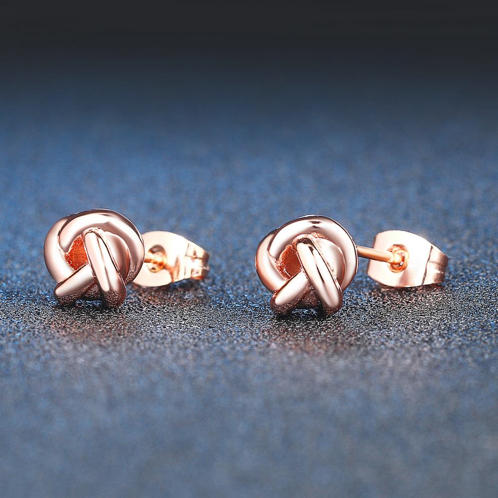 Cute Love Twist Stud Earrings Rose Gold Silver Jewelry For Women Gift Knot Post Earring HotSale E103