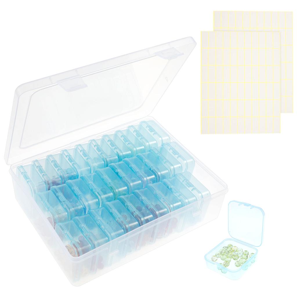 Bead Organizer Box Plastic Bead Storage Container Portable Small Bead Storage Box with 132 Labels for Holding Bracelet Earring