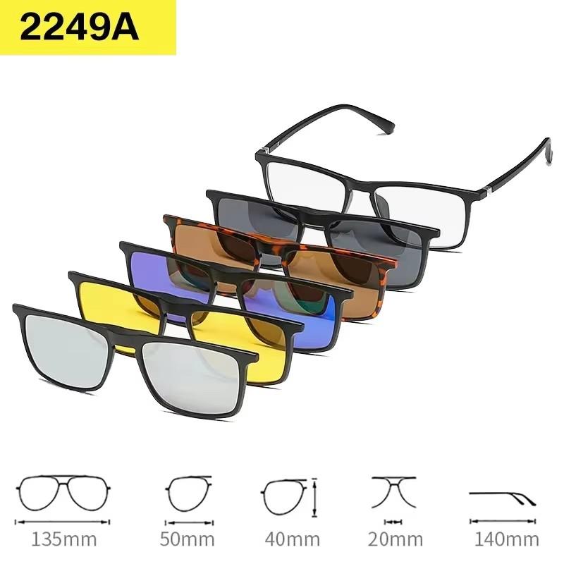 6 In 1 Myopia Magnetic Sunglasses Men Polarized Clip On Women Small Square Glases Ultra-Light Night Vision Eyewear -1.0 TO -6.0
