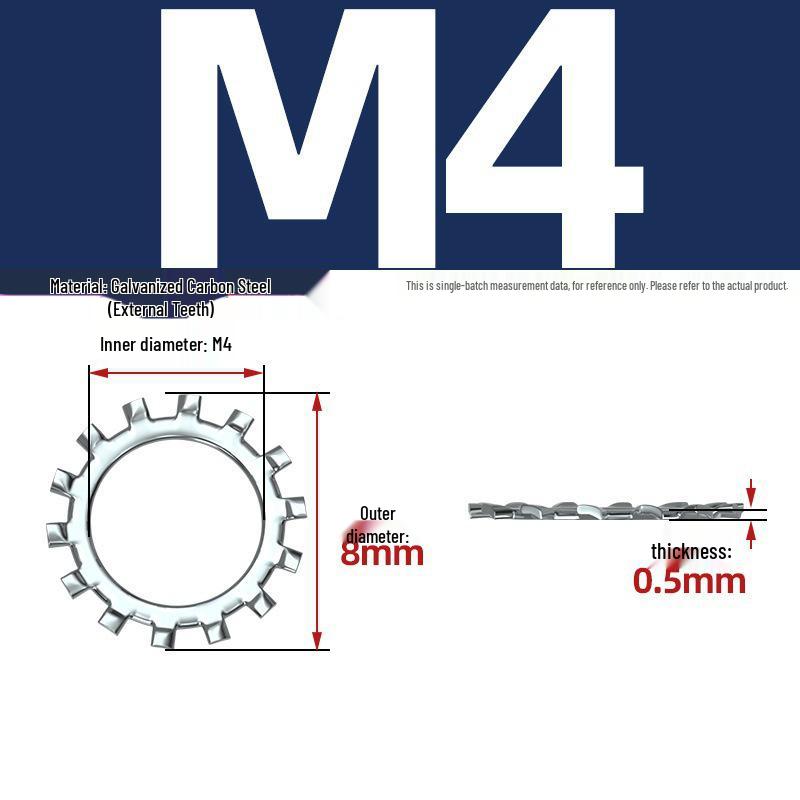 Carbon Steel Zinc-Plated Lock Washer with Inner and Outer Teeth