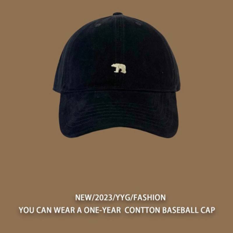 Arctic Bear Embroidered Cotton Baseball Cap With Adjustable Fit For Casual Wear
