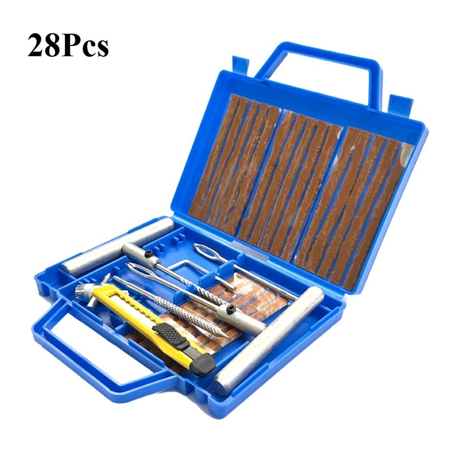 Car Tire Repair Tool Tire Repair Kit Studding Tool Set Auto Bike Motorcycle Tire Repair Puncture Plug Car Accessories 28Pcs