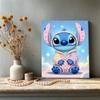 Lilo and Stitch Q Version Macaron Pajamas Pearl Painting Disney Pearl Decorated Ears Clouds Starry Sky Frameless Art Painting