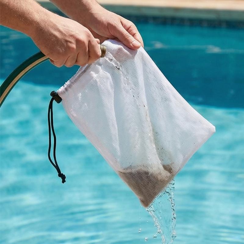 Pool Vacuum Replacement Mesh Bags with Locking Cord Fine Mesh Pool Cleaner Bags Outdoor Pool Accessories Enduring
