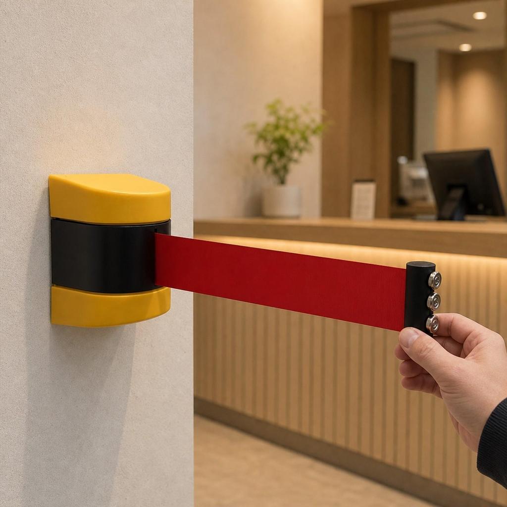 Wall-Mounted Retractable Belt Barrier Space-Saving
