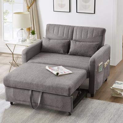 [Schlafsofa mit Schlaffunktion] Zweisitzer Klappsofa, zeitgenössischer Stil, dreistufig verstellbare Rückenlehne, atmungsaktiver Baumwoll-Leinen-Stoff