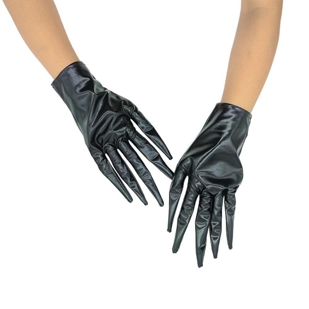 Short Halloween Gloves PU Leather Cosplay Costume Gloves Scary Ghost Claw Mittens  Handwear