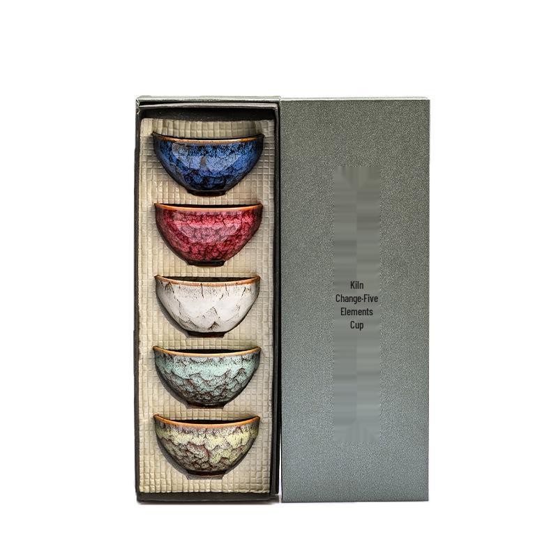 Jianzhan Ceramic Tea Set: Kiln Change Kung Fu Teacups & Bowls
