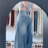 Women's American-Style Ripped Straight-Leg Jeans, Korean-Inspired Distressed Curved Wide-Leg Pants