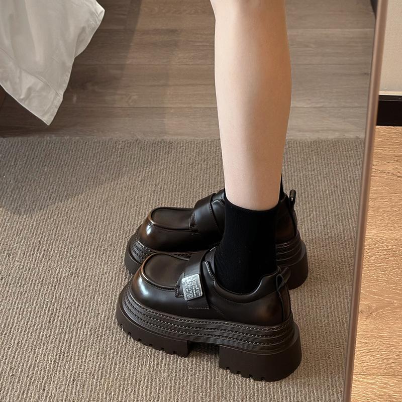 

British style small leather shoes 2025 spring and autumn super fire new muffin platform retro casual fashion thick heel loafers women 40