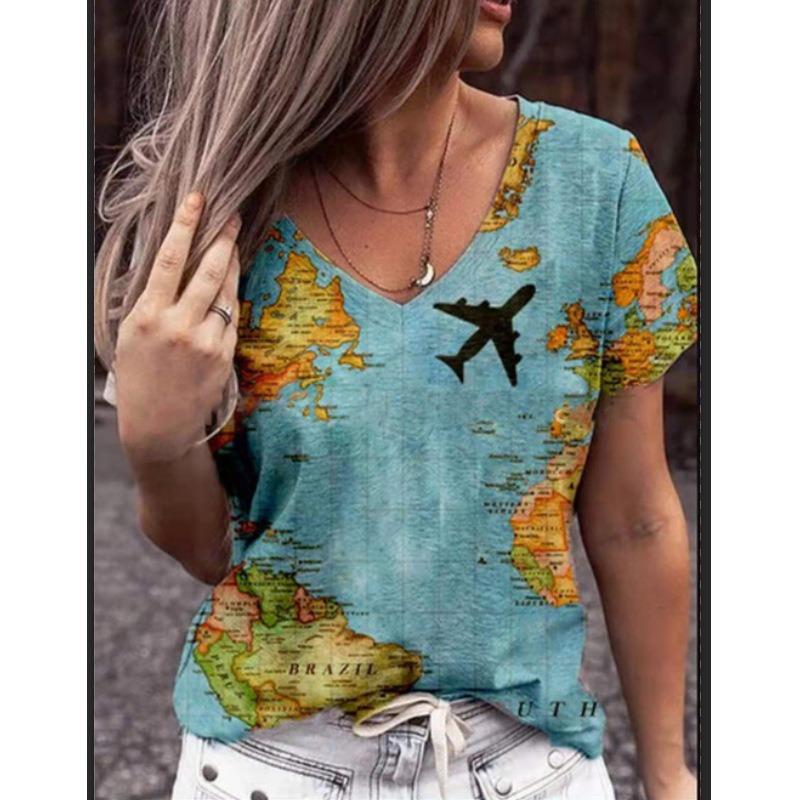 Summer Printed Trend Short Sleeved Fashion T-shirt Loose Women's Top