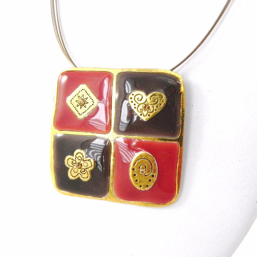 Les Trésors De Lily [C5469] - Designer-Halskette 'Salomé' Orange Braun