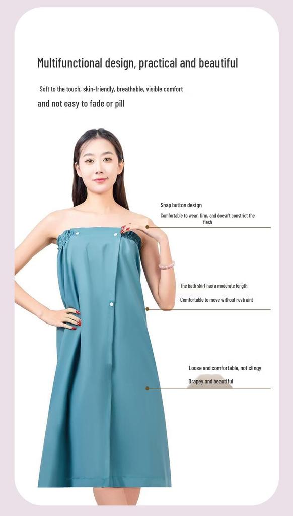 Women's Cotton Bathrobe: Absorbent Wraparound Bandeau Dress
