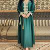 Ramadan Muslim Gold Embroidery Dresses Abayas Dubai Casual Kaftan Robe Ethnic Costumes with Long Sleeve for Womens