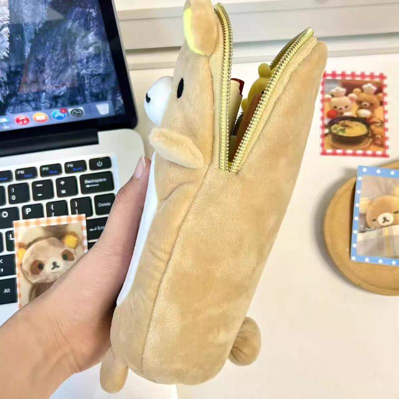 Cute Standing Posture Self Deprecating Bear Storage Pen Bag Large Capacity Multifunctional Students Stationery Bag