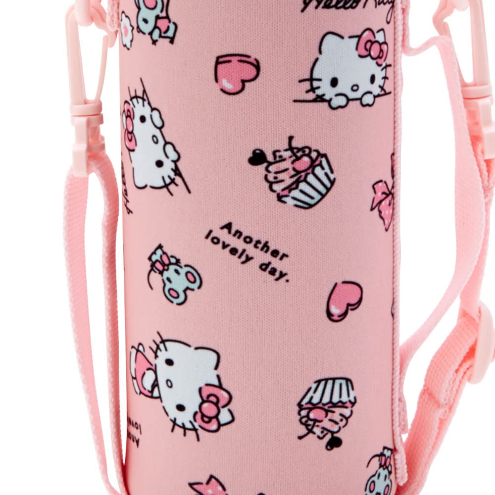 Sanrio Water Direct Stainless Steel Hello Comes with Shoulder Strap Name 212296 (SANRIO) Children's Bottle, 470ml, Drink, One-Touch Opening, Bottle,