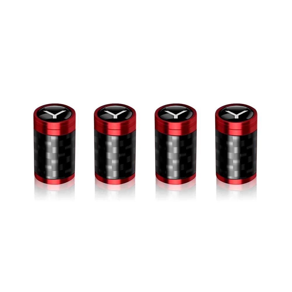 Car Sticker Tesla 4Pcs Car Carbon Fiber Wheel Tire Valve Caps Stem Case For Tesla Model 3 Model S X Roadster SpaceX Cybertruck C