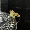 Medieval Style Colored Enamel Butterfly Flower Golden Light Color Open Ring Women's Fashion Niche Temperament Light Luxury Ring