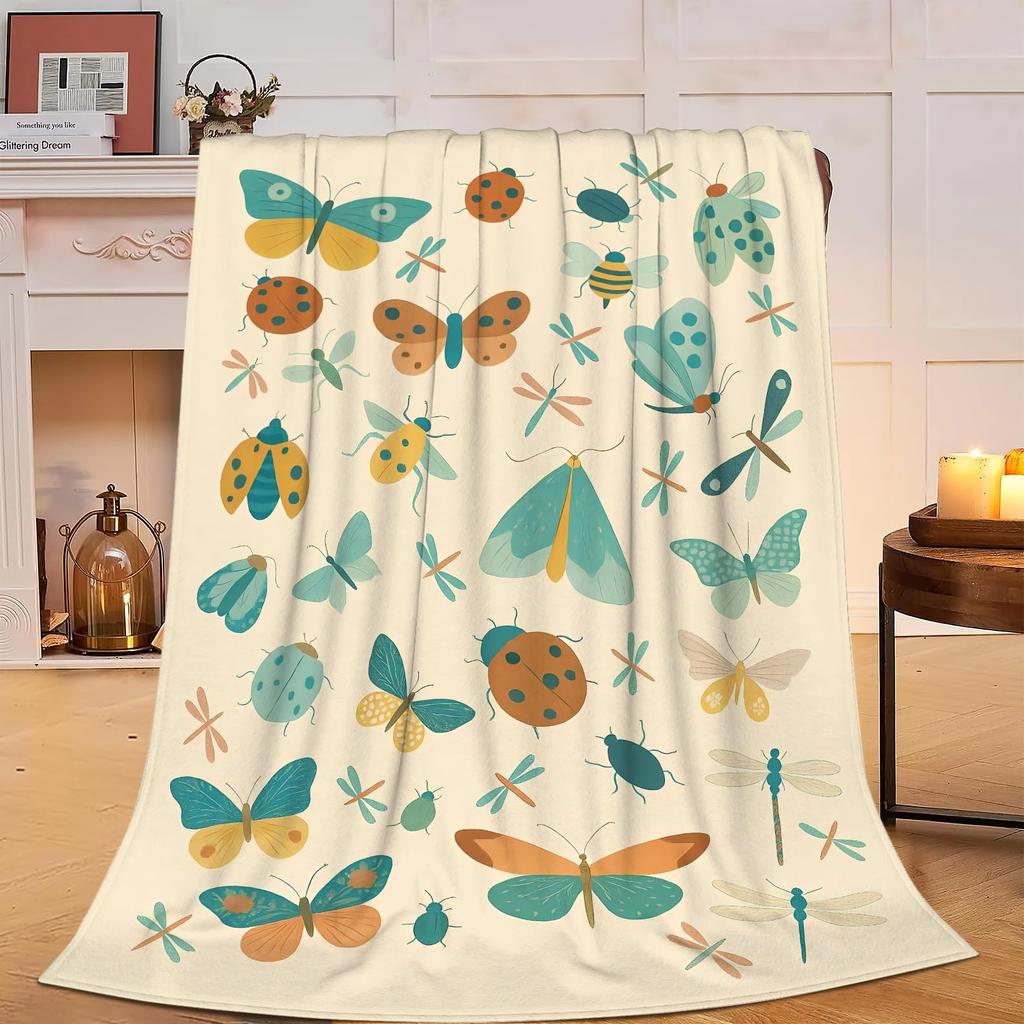 Dragonfly Throw Blanket Ultra Soft Cozy Lightweight Fuzzy Plush Flannel Fleece Blanket for Chair, Bed, Couch, Office & Travel