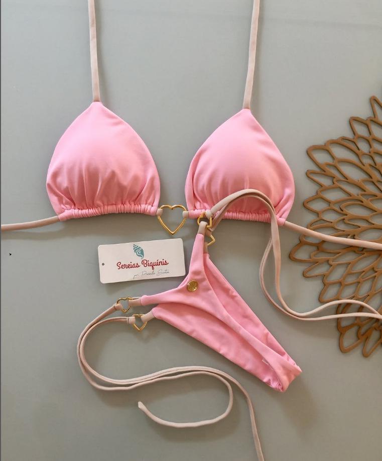 2025 Metal Decor Halter Bikini: European & American Style, Push-Up, Brazilian Cut, Solid Color.