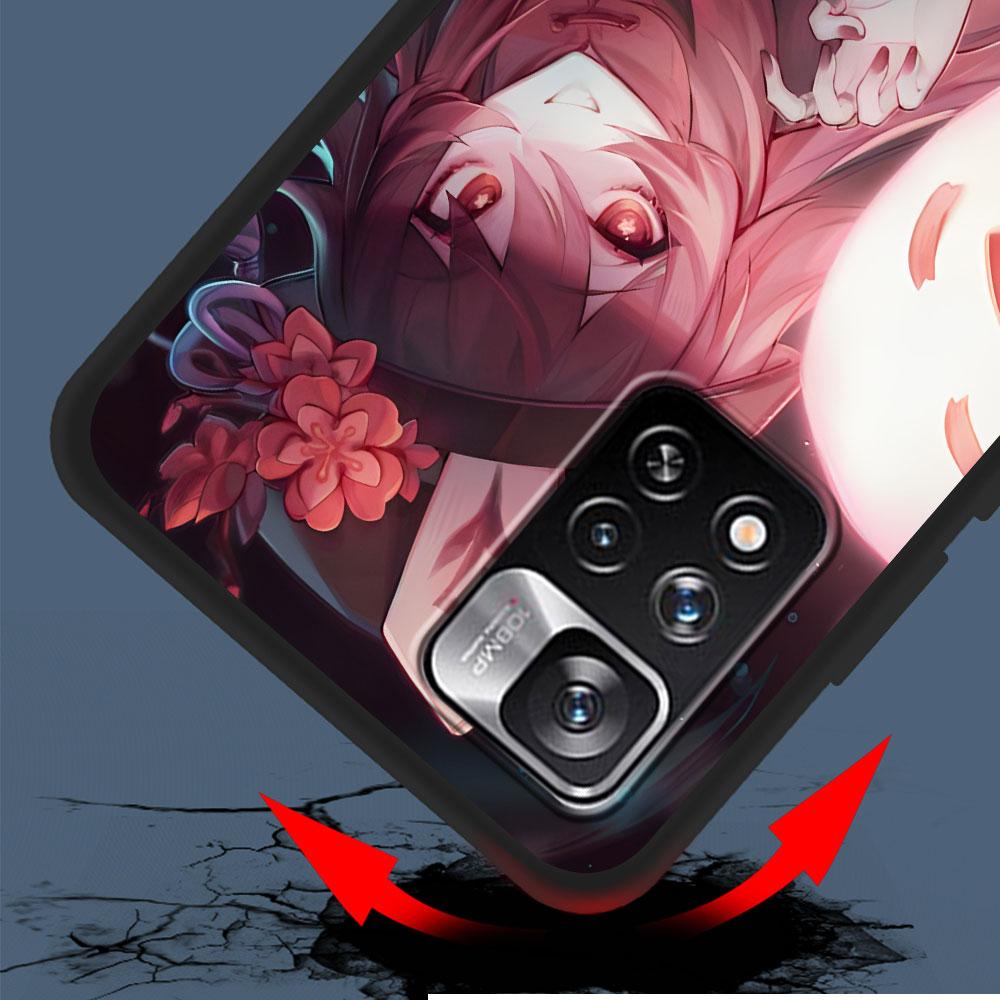 Genshin Impact Hu Tao Case for Xiaomi Redmi 10 10C 12C 9 Prime 9C 9A 12 10A 9T K40 Pro Black Soft TPU Mobile Phone Bag Cover