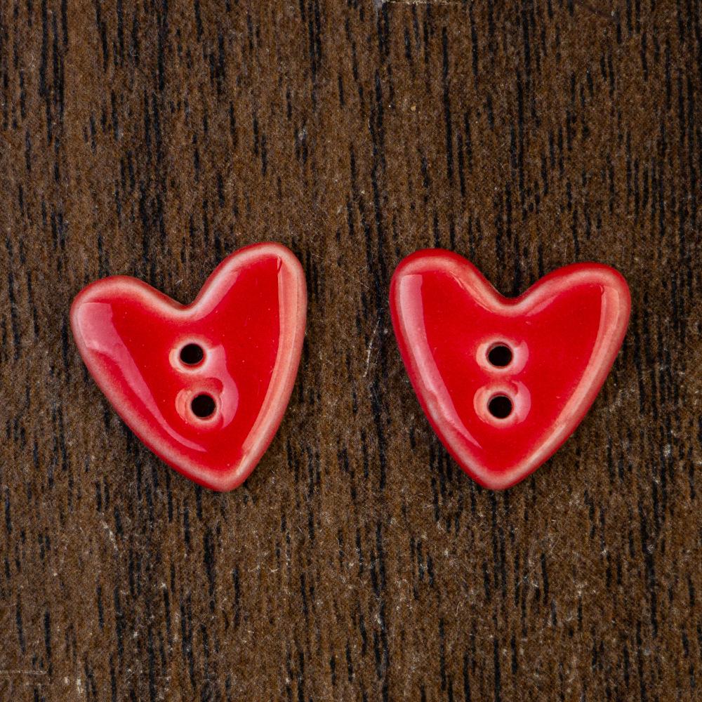 Handmade Small Ceramic Heart Buttons for DIY Brooch and Accessories