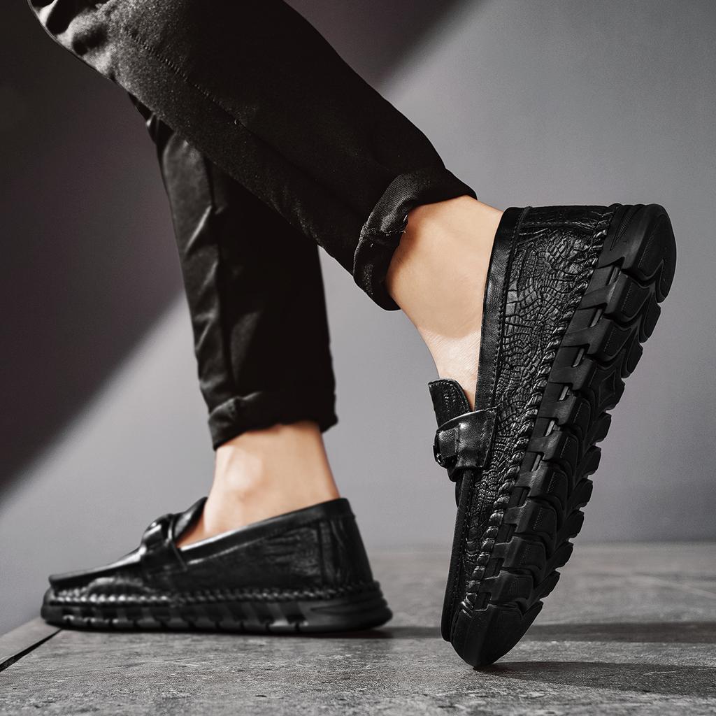 Men's Casual Shoes Crocodile Pattern Leather Men's Classic British Style Loafers Men Party Wedding Flats
