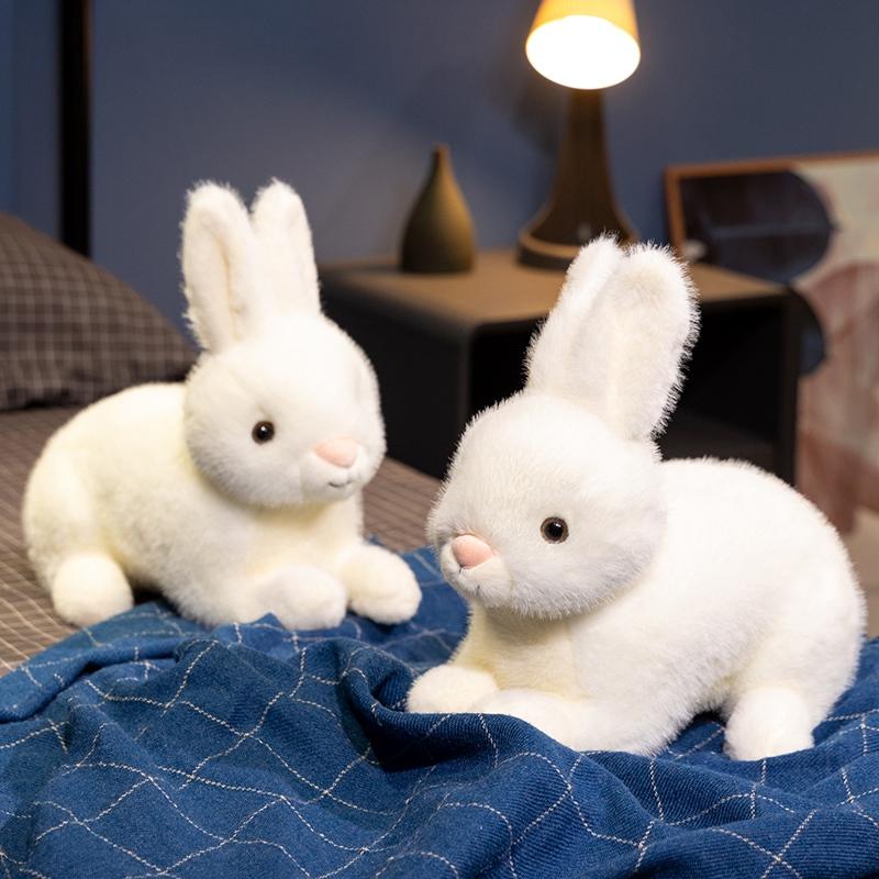 Simulation Rabbit Plush Toy Cute Furry Easter Bunny Kawaii Realistic Animal Rabbit Model Props Birthday Gift Home Decoration