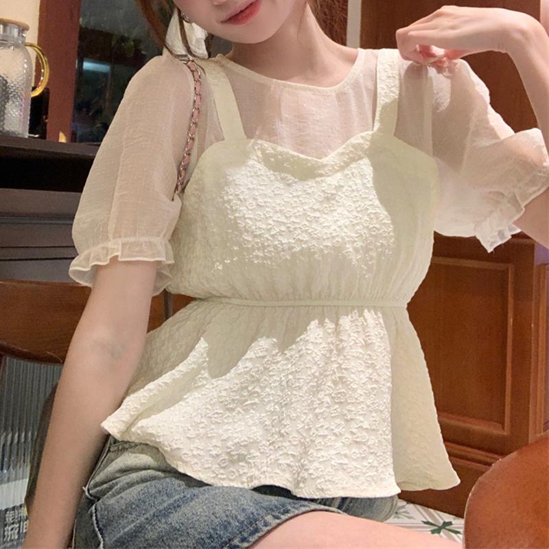 

VONDA Женские летние сетчатые блузки с круглым вырезом и коротким рукавом 4XL