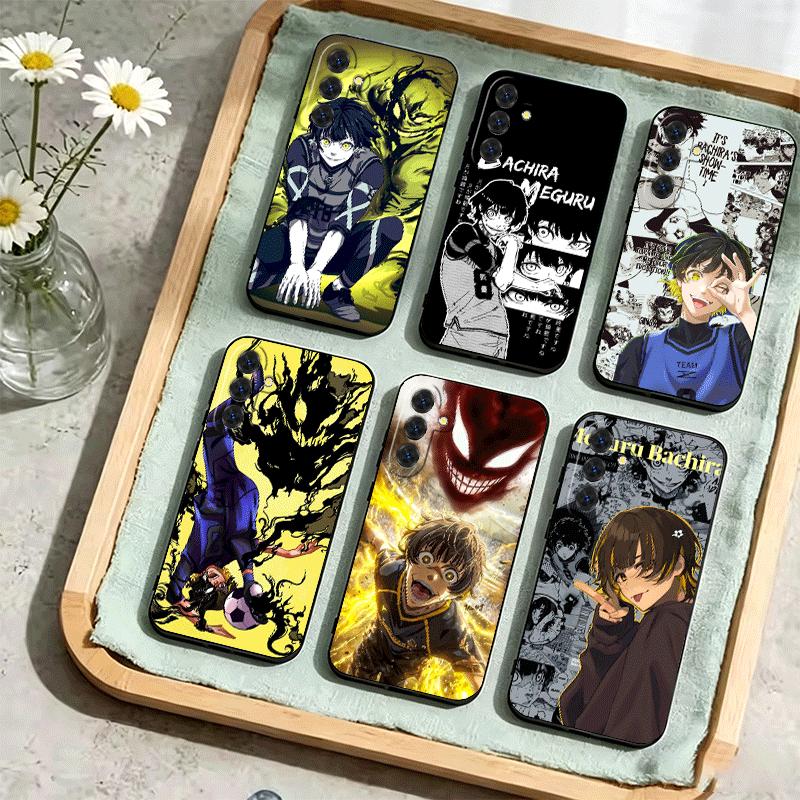 Soft Phone Case For Samsung A17 A37 A57 A16 A36 A56 A15 A35 A55 Blue L-Lock Bachira Meguru A14 A34 A54 A13 A33 A53 A27 A26 A25 A