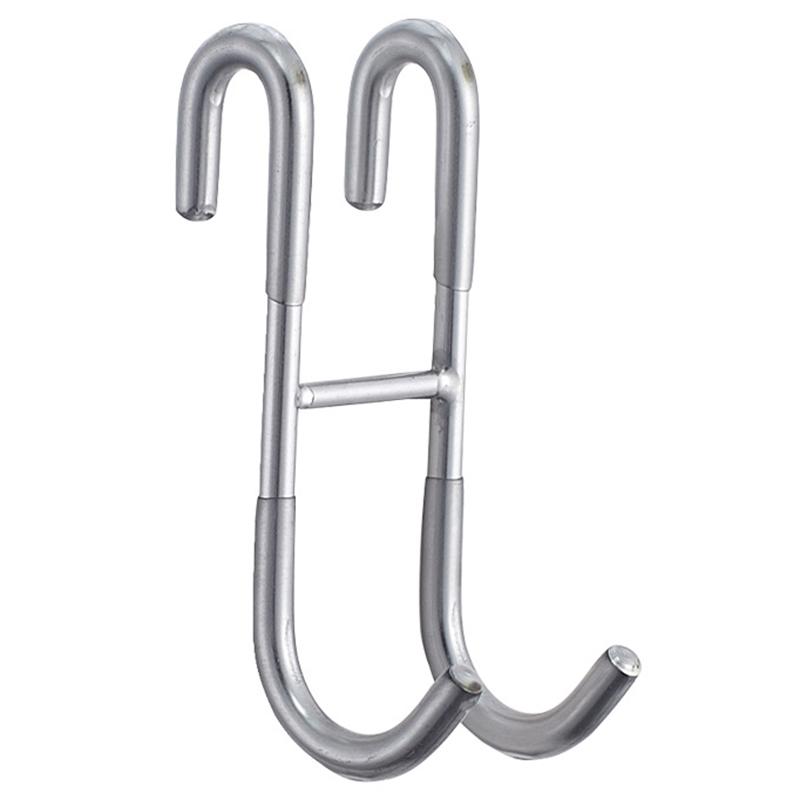 Drill Free S Shape Dual Hook Space Saving Stainless Steel Hanger for Bathroom Kitchen