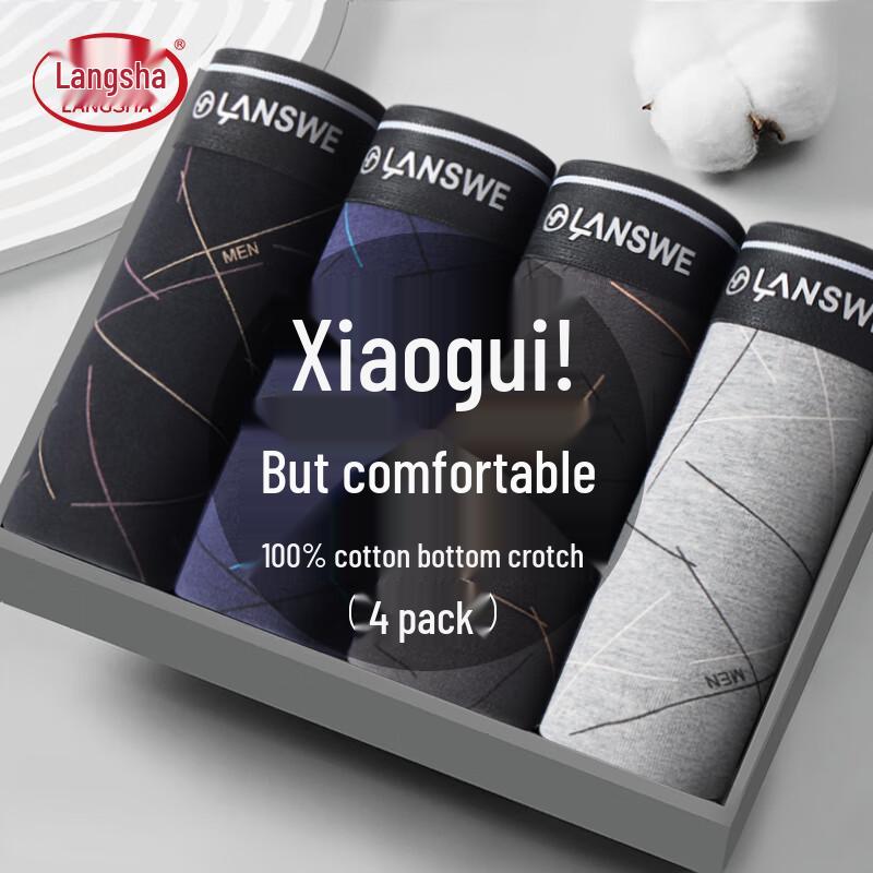 Langsha Men's Pure Cotton Boxer Briefs (4-Pack)