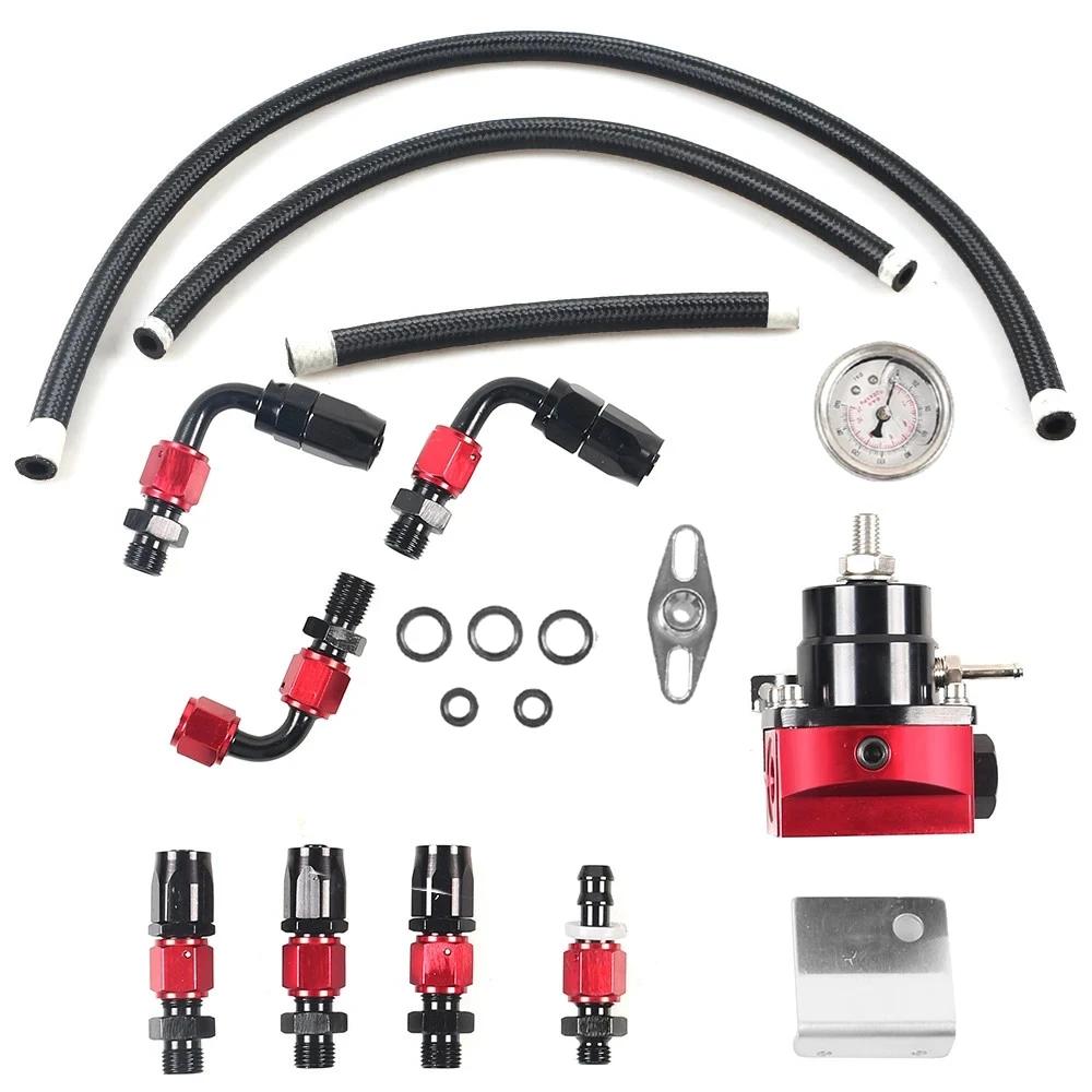 Adjustable FPR AN6 Fitting EFI Fuel Pressure Regulator For 7MGTE MKIII with Hose Line Fittings Oil 100psi Gauge Universal 