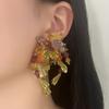 Bohemian Fashion Trend Exaggerated Multi-colored Crystal Floral Flower Fringe Resort Style Earrings