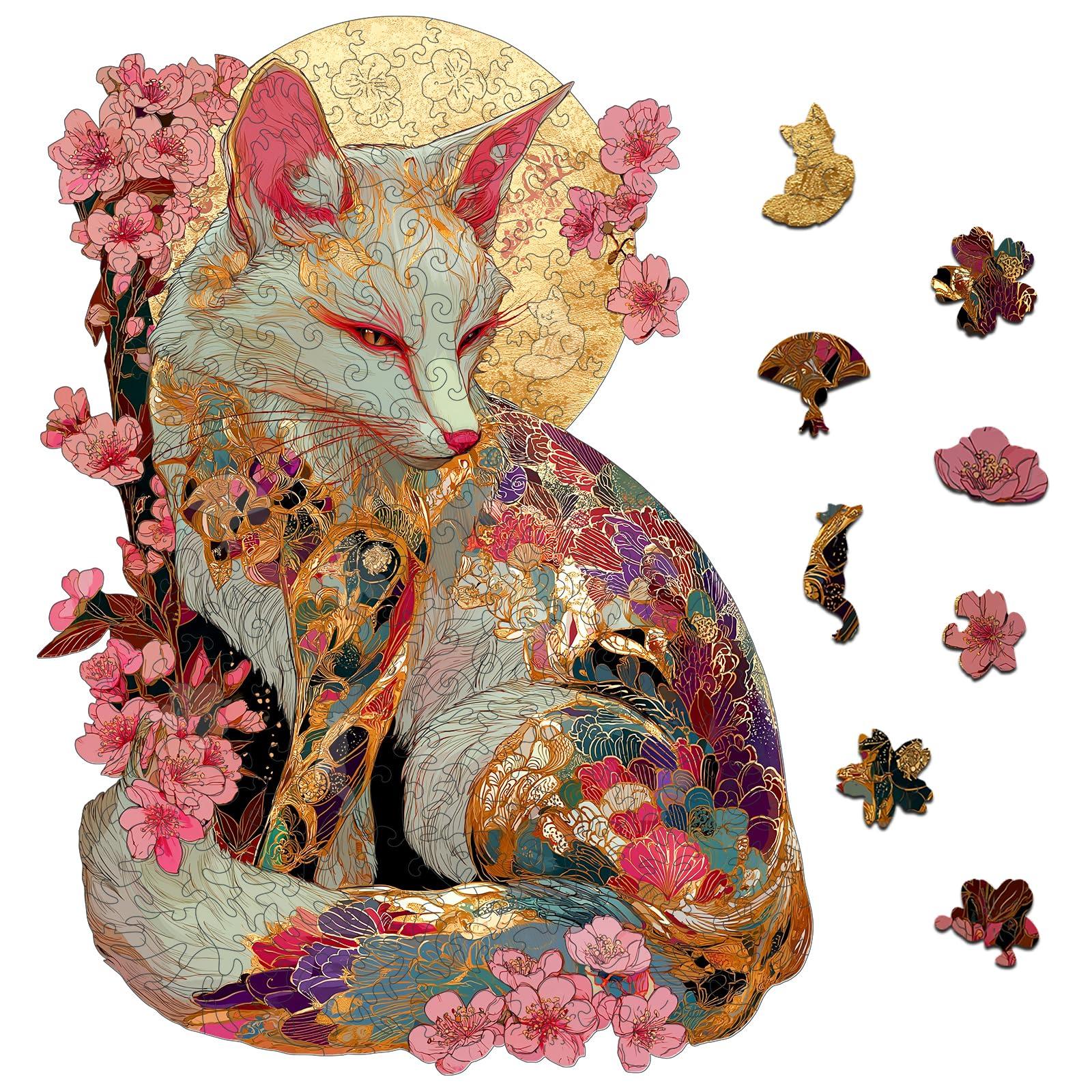 

Jigsaw Puzzle 500 Pieces Wooden Puzzle Platinum Fox x 42 3mm Thick Irregularly Shaped Pieces Durable Laser Cut Interior Decor Gift Time Killer Home