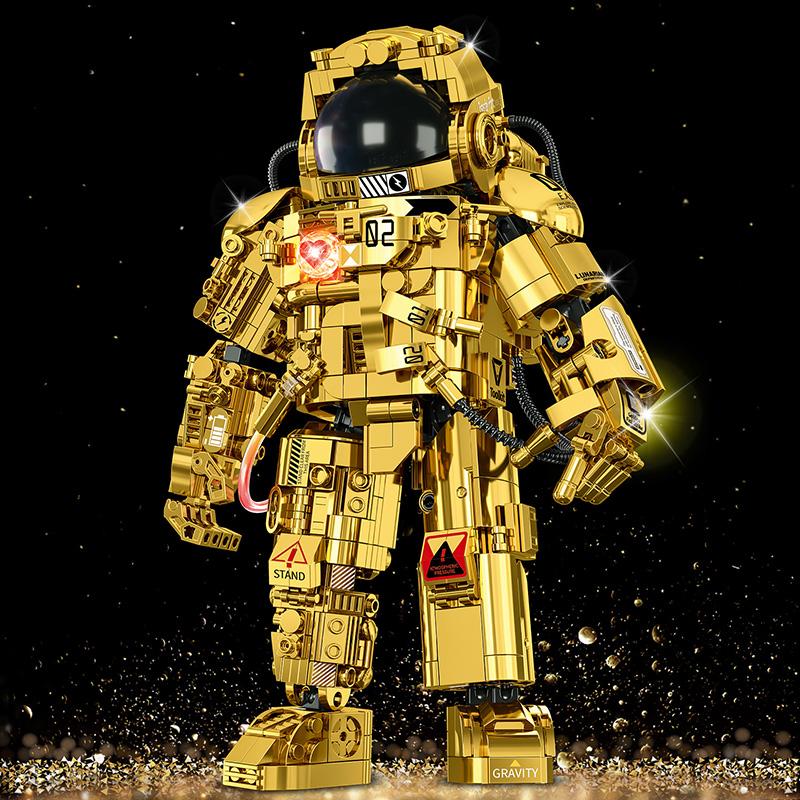Technical City Space Astronaut Figures Model Building Blocks Exploring Gold Collection Edition Spaceman  Bricks Toys Kid Gift