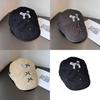 With Retro Beret Bow Decor And Cute Dogs Embroidered Design For Use Daily