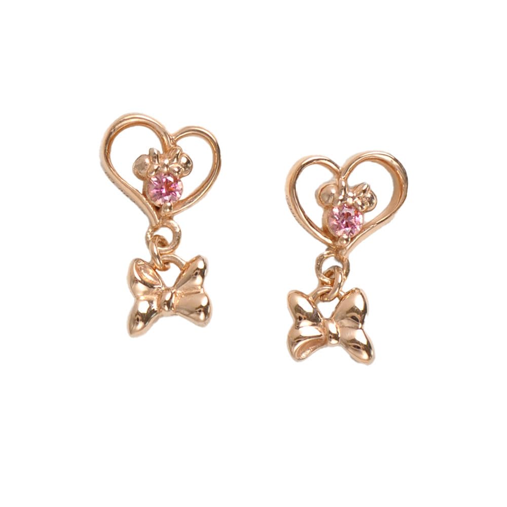 

Disney Minnie Silver Pink Gold Cubic Zirconia [Disney] Earrings, Plated, (VPRDSW0008) рожевий