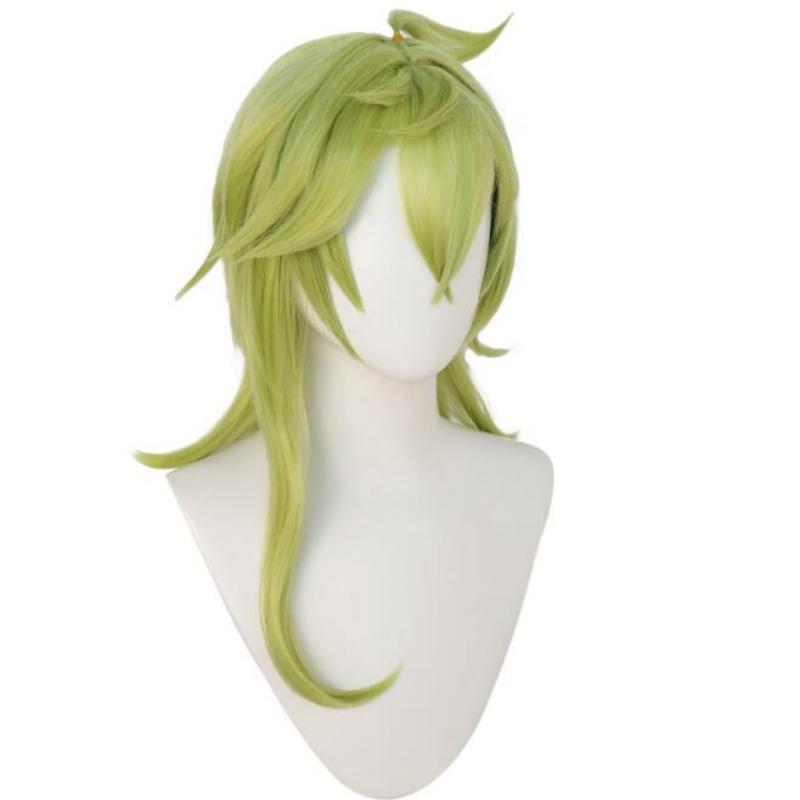Collei Cosplay Wig Game Genshin Impact Collei Sumeru 55cm Green Fake Scalp Top Heat Resistance Hairpiece Halloween Role Play