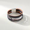 Bohemian Style Multi-layer PU Leather Bracelet Women's Leaf Magnet Buckle Jewelry Accessories