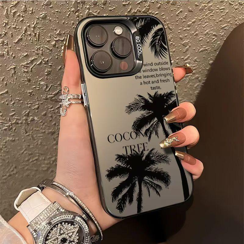 Summer Coconut Tree In English for Apple XR Modified 13Pro Ultimate Edition XRto14Pro Frosted Transparent English Coconut Tree