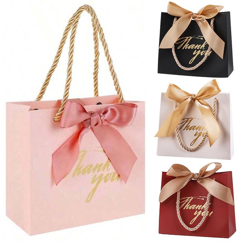 6121824PCS Thankyou Gift Bag Wedding Party Favor Gifts Wrapping Props Black White Red Pink Available Holiday Goodie Bags ZYF