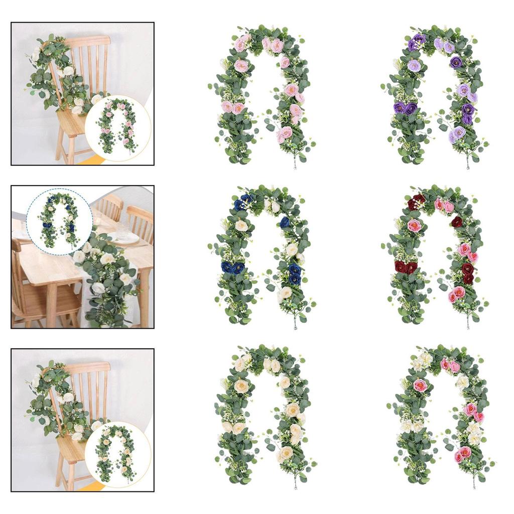 Floral Vines Greenery Garland Artificial Eucalyptus Flowers Wedding Party Table Decor for Arch Wall Fireplace Backdrop Ornament