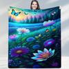 Starry Night Glowing Flower Blanket Magical Style Throw for Rooms Cozy Decor Gift with Luminous Blossoms Creating Tranquil Charm