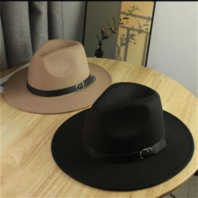 Wide Brim British Fedora Hat Solid Color Gentleman Winter Felt Hats Formal Occasion Jazz Hats Woolen Hats Autumn and Winter