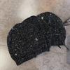Sequined Knitted Fashion Hat With Bow And Letter Decorations For Casual Daily