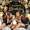 1 piece, 2D flat design, 1 black and gold birthday party decorative background, suitable for party birthday decorations, wsj